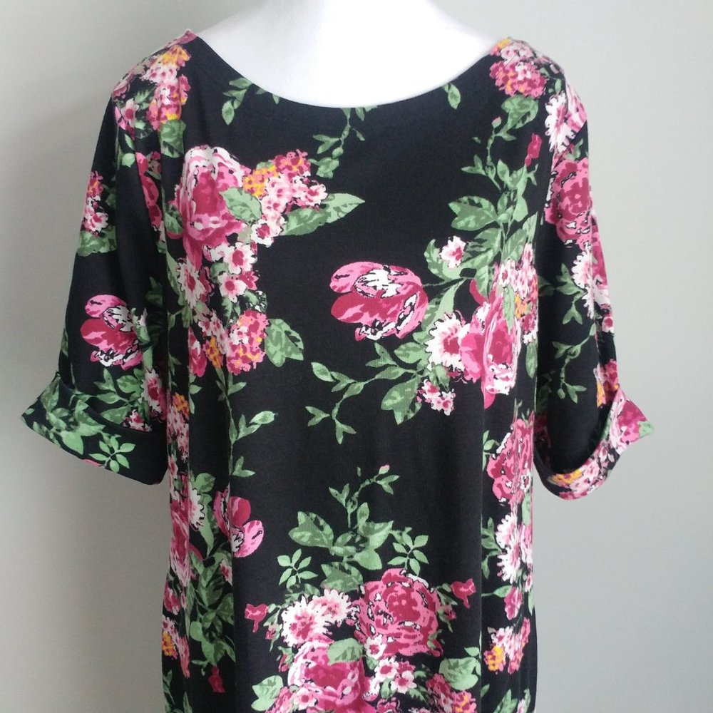 Women's Plus Size Floral Garden Party Dress Casual Knit Athleisure T-shirt dress